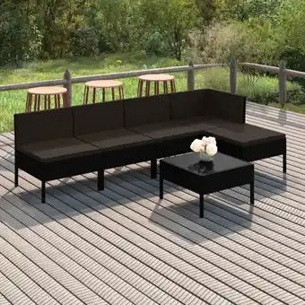 ManoMano 6-tlg. Gartenmöbel Set Sitzgruppe Essgruppe mit Auflagen Poly Rattan Schwarz DE33042 Angebot