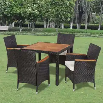 ManoMano 5-tlg. Garten-Essgruppe,Gartenmöbel Set mit Auflagen Poly Rattan Schwarz vidaXL Angebot