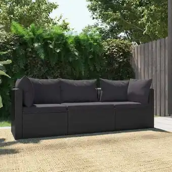 ManoMano 3-tlg. Garten-Sofagarnitur,Gartenmöbel-Set mit Auflagen Poly Rattan Schwarz vidaXL Angebot