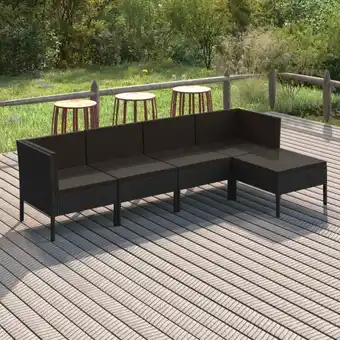 ManoMano 5-tlg. Sitzgruppe Gartenmöbel Set - Balkonmöbel Set mit Auflagen Poly Rattan Schwarz BV617296 - BonneVie Angebot