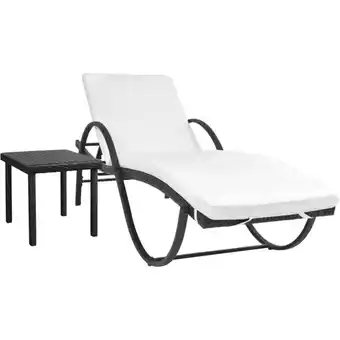 ManoMano Gartenliege Sonnenliege Relaxliege für Garten, Balkon und Terrrasse mit Auflage & Tisch Poly Rattan Schwarz DE36118 Angebot