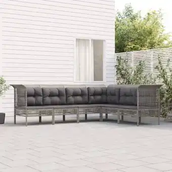 ManoMano 6-tlg. Garten-Lounge-Set Gartenmöbel-Set Terrassen-Sitzgruppe mit Kissen Grau Poly Rattan ZDEH16199 Maisonchic Angebot