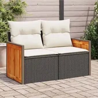 ManoMano Bonnevie - Gartensofa mit Kissen 2-Sitzer Schwarz Poly Rattan vidaXL500857 Angebot