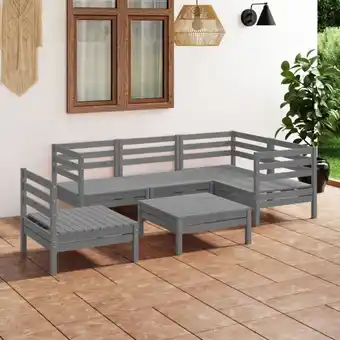 ManoMano 6-tlg. Gartenmöbel Set Sitzgruppe Essgruppe Massivholz Kiefer Grau DE85266 Angebot