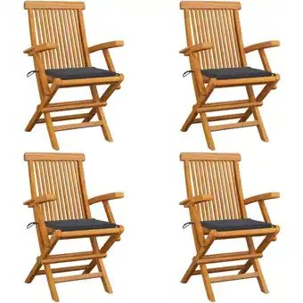 ManoMano Balkonsessel,Gartenmöbel, Gartenstühle mit Anthrazit Kissen 4 Stk. Massivholz Teak -57521 Angebot