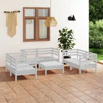 ManoMano 7-tlg. Garten-Lounge-Set Gartenmöbel-Set Terrassen-Sitzgruppe Weiß Massivholz Kiefer ZDEH54974 Maisonchic Angebot