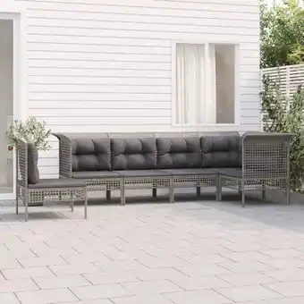 ManoMano 6-tlg. Garten-Lounge-Set Gartenmöbel-Set Terrassen-Sitzgruppe mit Kissen Grau Poly Rattan ZDEH39328 Maisonchic Angebot