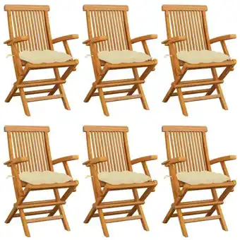 ManoMano Gartenstühle mit Cremeweißen Kissen 6 Stk. Massivholz Teak -87329 Angebot