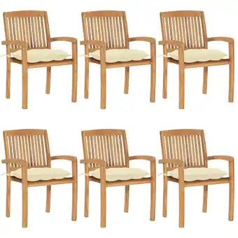 ManoMano 6 Stk. Stapelbare Gartenstühle Stapelstuhl Terrasse mit Kissen Massivholz Teak BZRBD207221 Maisonchic Angebot