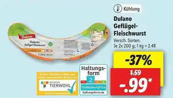 Lidl Dulano Geflügel Fleischwurst Angebot