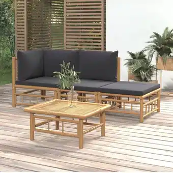 ManoMano 4-tlg. Garten-Lounge-Set Gartenmöbel-Set Terrassen-Sitzgruppe mit Dunkelgrauen Kissen Bambus ZDEH58986 Maisonchic Angebot