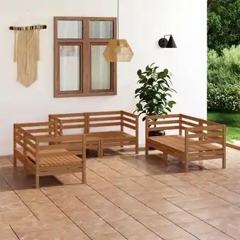 ManoMano Maisonchic - 6-tlg. Gartenmöbel Set Sitzgruppe Essgruppe Honigbraun Massivholz Kiefer DE40570 Angebot