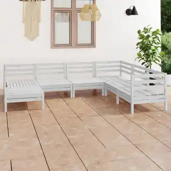 ManoMano 7-tlg. Garten-Lounge-Set Gartenmöbel-Set Terrassen-Sitzgruppe Massivholz Kiefer Weiß ZDEH96344 Maisonchic Angebot