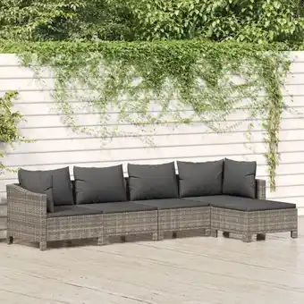 ManoMano 5-tlg. Garten-Lounge-Set Gartenmöbel-Set Terrassen-Sitzgruppe mit Kissen Grau Poly Rattan ZDEH93813 Maisonchic Angebot