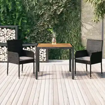 ManoMano 3-tlg. Garten-Essgruppe Gartenmöbel Set Terrassen/Balkon/Outdoor-Essgruppe mit Kissen Schwarz Poly Rattan ETHJ545286 Maisonch Angebot