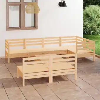 ManoMano 8-tlg. Garten-Lounge-Set Gartenmöbel Set Sitzgruppe Essgruppe Massivholz Kiefer DE80882 Angebot