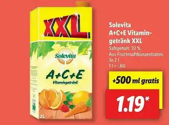 Lidl Solevita A+c+e Vitamingetränk Xxl Angebot