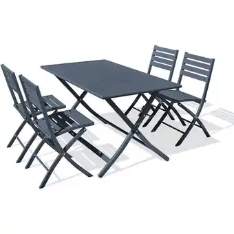 ManoMano Marius - 4-Sitzer-Garten-Essgruppe, Aluminium, anthrazitgrau - city garden - Gris anthracite Angebot