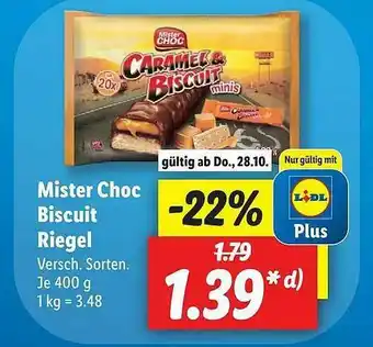 Lidl Mister Choc Biscuit Riegel Angebot