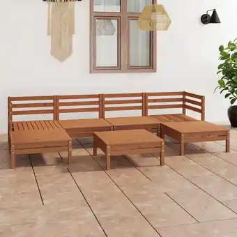 ManoMano 7-tlg. Garten-Lounge-Set Gartenmöbel Set Sitzgruppe Essgruppe Honigbraun Massivholz Kiefer DE32470 Angebot