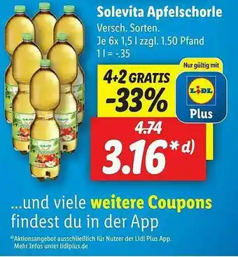 Lidl Solevita Apfelschorle Angebot