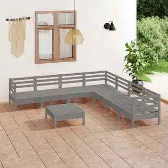 ManoMano 8-tlg. Sitzgruppe Gartenmöbel Set - Garten-Lounge-Set Massivholz Kiefer Grau BV224450 Bonnevie Angebot