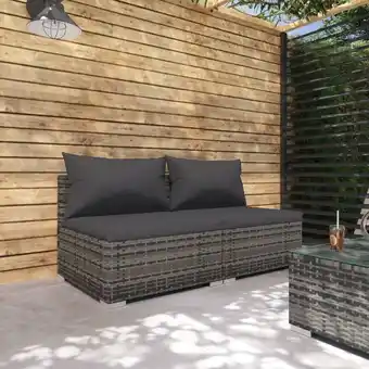 ManoMano 2-tlg. Garten-Lounge-Set,Gartenmöbel-Set mit Kissen Poly Rattan Grau vidaXL Angebot