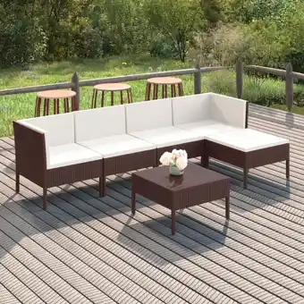 ManoMano 6-tlg. Garten-Lounge-Set Gartenmöbel-Set Terrassen-Sitzgruppe mit Auflagen Poly Rattan Braun ZDEH69363 Maisonchic Angebot