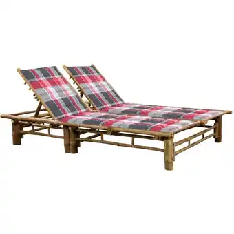 ManoMano 2-Personen-Gartenliege Sonnenliege Relaxliege für Garten, Balkon und Terrrasse mit Auflagen Bambus DE97708 Angebot