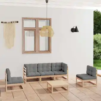 ManoMano 6-tlg. Garten-Lounge-Set Gartenmöbel-Set Terrassen-Sitzgruppe mit Kissen Kiefer Massivholz ZDEH12924 Maisonchic Angebot