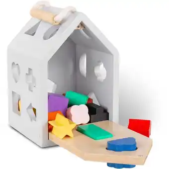 ManoMano Casita de madera Montessori, juguetes educativos de geometría, figuras encajables para niños y bebés, varias piezas Angebot