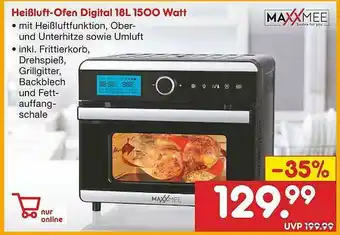 Netto Marken-Discount Heißluft-ofen Digital 18l 1500 Watt Maxxmee Angebot