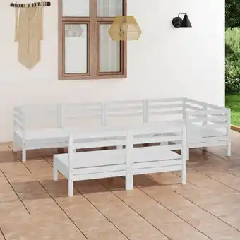 ManoMano 7-tlg. Garten-Lounge-Set, Gartenmöbel, Sitzgruppe Gartenset Massivholz Kiefer Weiß LLOAQ516188 Maisonchic Angebot