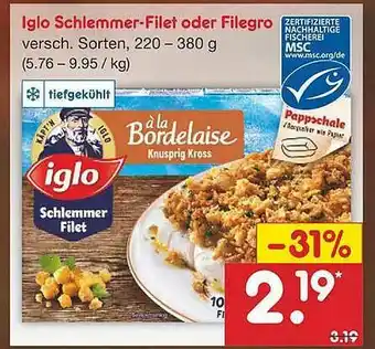 Netto Marken-Discount Iglo Schlemmer-filet Oder Filegro Angebot