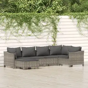 ManoMano 6-tlg. Garten-Lounge-Set, Gartenmöbel, Sitzgruppe Gartenset mit Kissen Grau Poly Rattan LLOAQ228839 Maisonchic Angebot