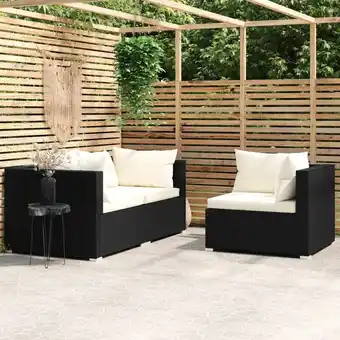 ManoMano 3-tlg. Garten-Lounge-Set,Gartenmöbel-Set mit Auflagen Schwarz Poly Rattan vidaXL Angebot