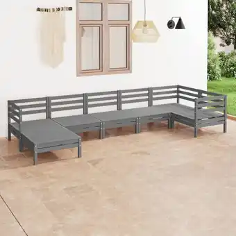 ManoMano 7-tlg. Sitzgruppe Gartenmöbel Set - Garten-Lounge-Set Massivholz Kiefer Grau BV382072 - BonneVie Angebot