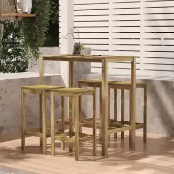 ManoMano Bonnevie - 5-tlg. Gartenbar-Set Bartisch Set Gartenmöbel - Bistrotisch mit 4 Stühlen Kiefernholz Imprägniert BV349832 Angebot