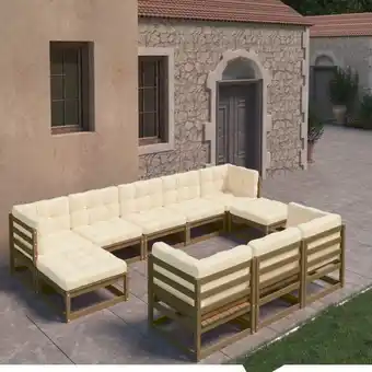 ManoMano 10-tlg. Garten-Lounge-Set,Gartenmöbel-Set Kissen Honigbraun Kiefer Massivholz vidaXL Angebot