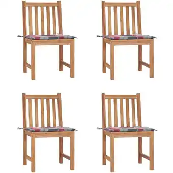 ManoMano 4er Set Gartenstühle Gartensessel Stühle für Garten Terrasse Balkon mit Kissen Massivholz Teak DE94491 Angebot