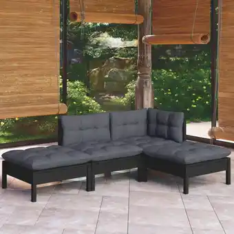 ManoMano 4-tlg. Garten-Lounge-Set Gartenmöbel-Set Terrassen-Sitzgruppe mit Kissen Kiefer Massivholz ZDEH28045 Maisonchic Angebot