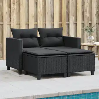 ManoMano Gartensofa 2-Sitzer mit Hockern Schwarz Poly Rattan vidaXL92186 Angebot