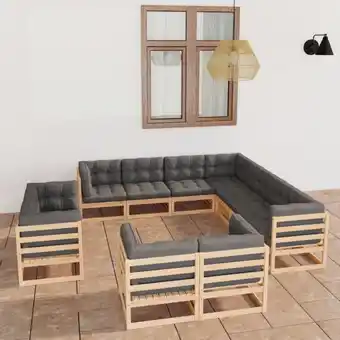 ManoMano 11-tlg. Garten-Lounge-Set,Gartenmöbel-Set mit Kissen Kiefer Massivholz vidaXL Angebot