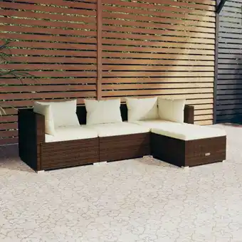 ManoMano 4-tlg. Garten-Lounge-Set,Gartenmöbel-Set mit Kissen Poly Rattan Braun vidaXL Angebot