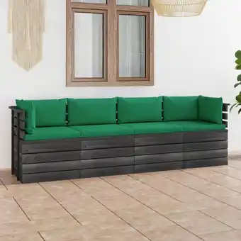 ManoMano Garten-Palettensofa 4-Sitzer Gartensofa Loungesofa Sitzgruppe mit Kissen Kiefer Massivholz DE80738 Angebot