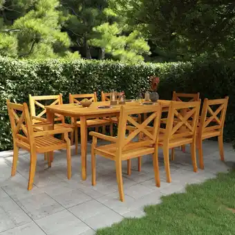 ManoMano 9-tlg. Garten-Essgruppe, Gartenmöbel, Sitzgruppe Gartenset Massivholz Akazie LLOAQ276499 Maisonchic Angebot