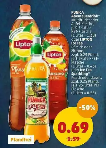 PENNY Punica Abenteuerdrink Oder Lipton Ice Tea Oder Ice Tea Sparkling Angebot