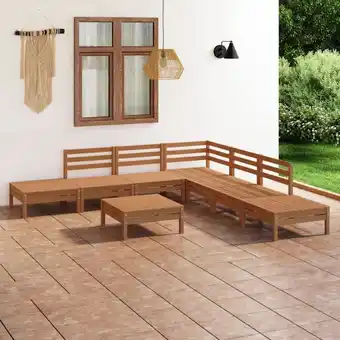 ManoMano 8-tlg. Sitzgruppe Gartenmöbel Set - Garten-Lounge-Set Massivholz Kiefer Honigbraun BV368809 Bonnevie Angebot