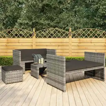 ManoMano Maisonchic - 5-tlg. Gartenmöbel Set Sitzgruppe Essgruppe mit Auflagen Poly Rattan Grau DE59052 Angebot