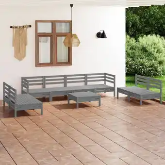 ManoMano 9-tlg. Garten-Lounge-Set, Gartenmöbel, Sitzgruppe Gartenset Grau Massivholz Kiefer LLOAQ806143 Maisonchic Angebot